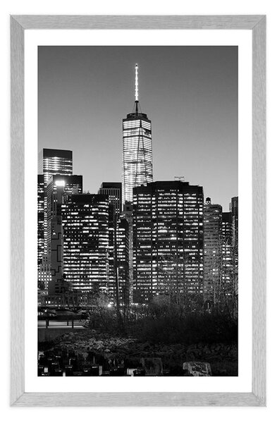 Poszter paszpartuval, fekete-fehér New York központjával