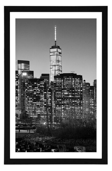 Poszter paszpartuval, fekete-fehér New York központjával
