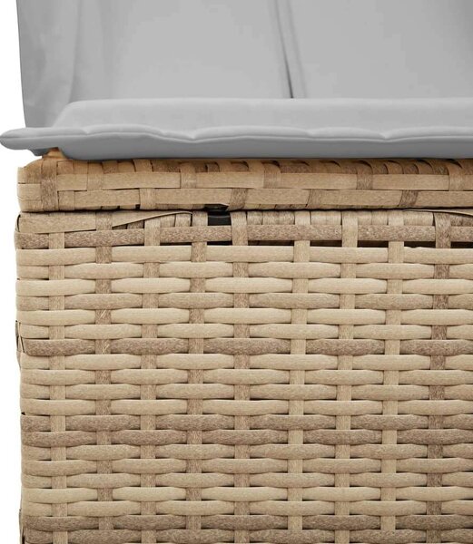 VidaXL bézs polyrattan dupla napozóágy tetővel és függönyökkel
