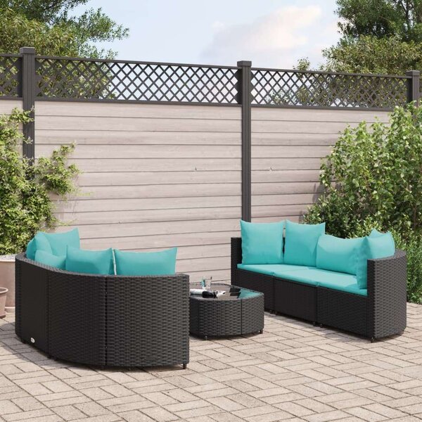 VidaXL Polyrattan Kerti Ülőgarnitúra - 7 részes - Fekete