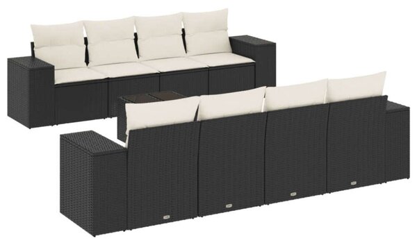 VidaXL Polyrattan Kerti Ülőgarnitúra - 9 részes - Fekete