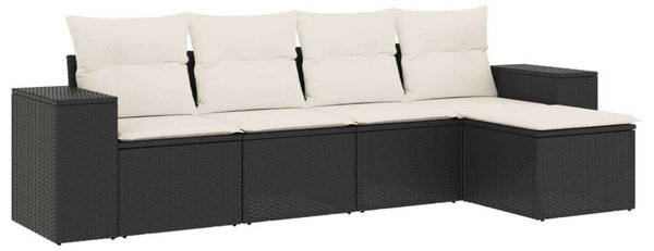 Polyrattan Kerti Kanapé 5 részes - Fekete