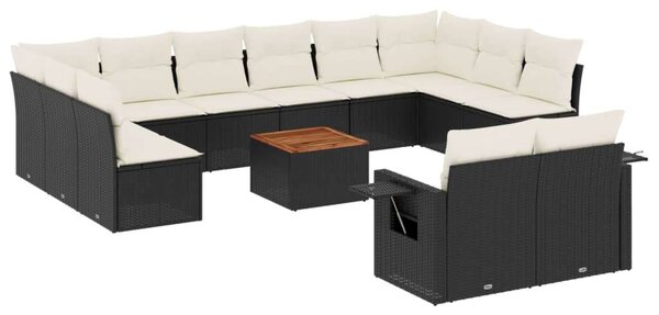 VidaXL Polyrattan Kerti Ülőgarnitúra - 13 részes - Fekete