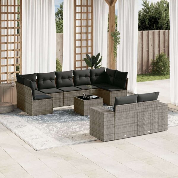 VidaXL Polyrattan Kerti Ülőgarnitúra - 10 részes - Szürke