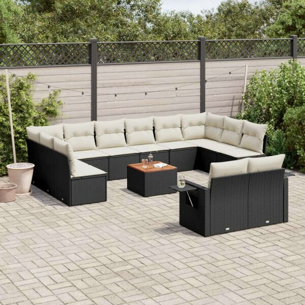 VidaXL Polyrattan Kerti Ülőgarnitúra - 13 részes - Fekete