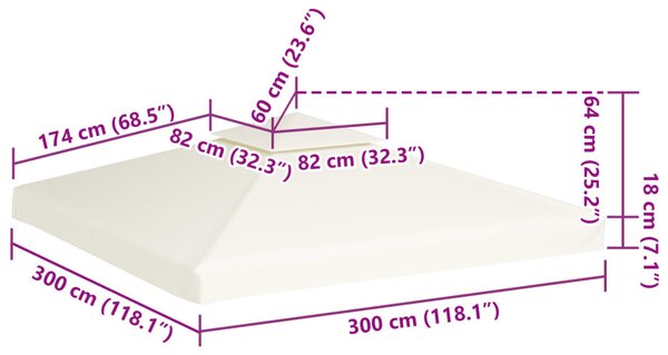 Krémfehér csere pavilon ponyvatető 310 g/m² 3 x 3 m