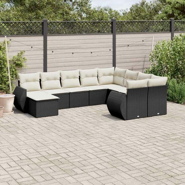 VidaXL Polyrattan Kerti Ülőgarnitúra - 10 részes - Fekete