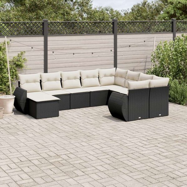 VidaXL Polyrattan Kerti Ülőgarnitúra - 10 részes - Fekete