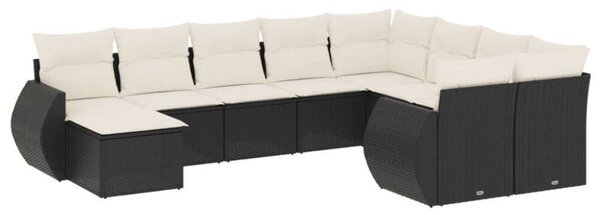 VidaXL Polyrattan Kerti Ülőgarnitúra - 10 részes - Fekete