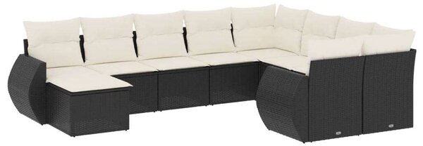 VidaXL Polyrattan Kerti Ülőgarnitúra - 10 részes - Fekete