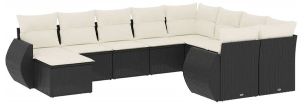 VidaXL Polyrattan Kerti Ülőgarnitúra - 10 részes - Fekete