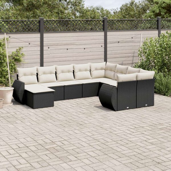 VidaXL Polyrattan Kerti Ülőgarnitúra - 10 részes - Fekete