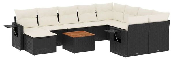 VidaXL Polyrattan Kerti Ülőgarnitúra - 11 részes - Fekete