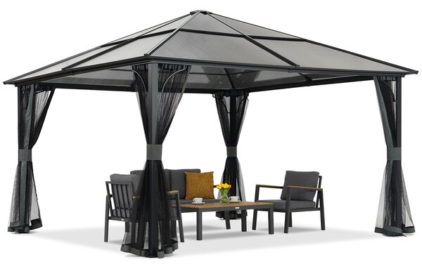 Modern kerti pavilon Santiago 4x4 m, szúnyoghálóval Garden Point antracit