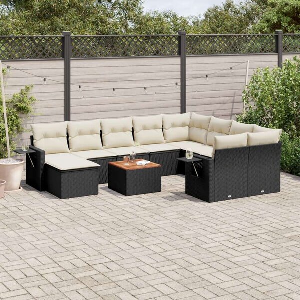 VidaXL Polyrattan Kerti Ülőgarnitúra - 11 részes - Fekete