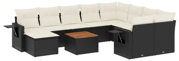 VidaXL Polyrattan Kerti Ülőgarnitúra - 11 részes - Fekete