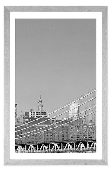 Poszter paszpartuval fekete-fehér New York-i felhőkarcolókkal