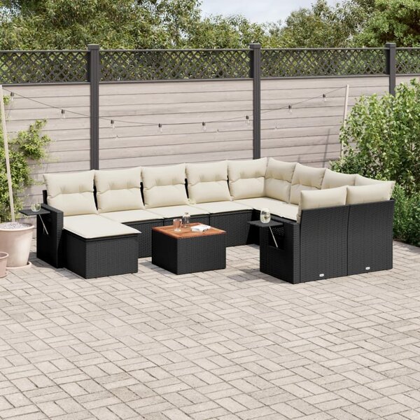 VidaXL Polyrattan Kerti Ülőgarnitúra - 11 részes - Fekete