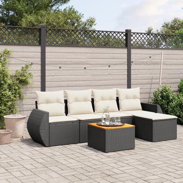 VidaXL Polyrattan Kerti Ülőgarnitúra - 6 részes - Fekete