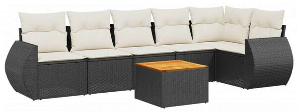 VidaXL Polyrattan Kerti Ülőgarnitúra - 7 részes - Fekete