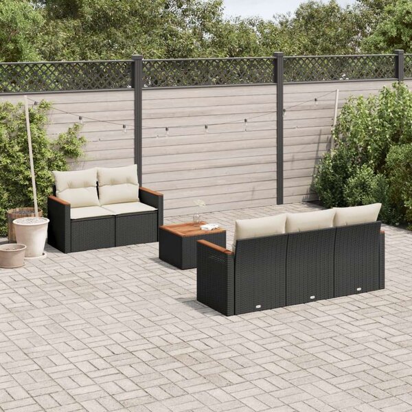 VidaXL Polyrattan Kerti Ülőgarnitúra - 6 részes - Fekete