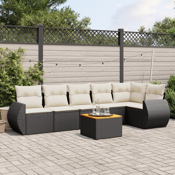 VidaXL Polyrattan Kerti Ülőgarnitúra - 7 részes - Fekete