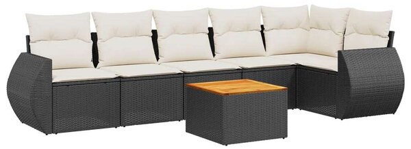 VidaXL Polyrattan Kerti Ülőgarnitúra - 7 részes - Fekete