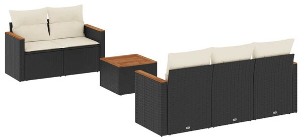 VidaXL Polyrattan Kerti Ülőgarnitúra - 6 részes - Fekete