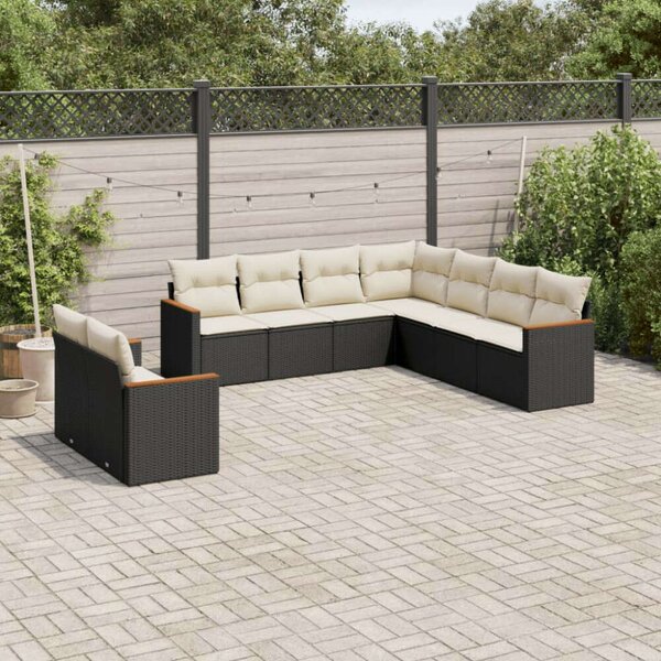 VidaXL Polyrattan Kerti Ülőgarnitúra - 9 részes - Fekete