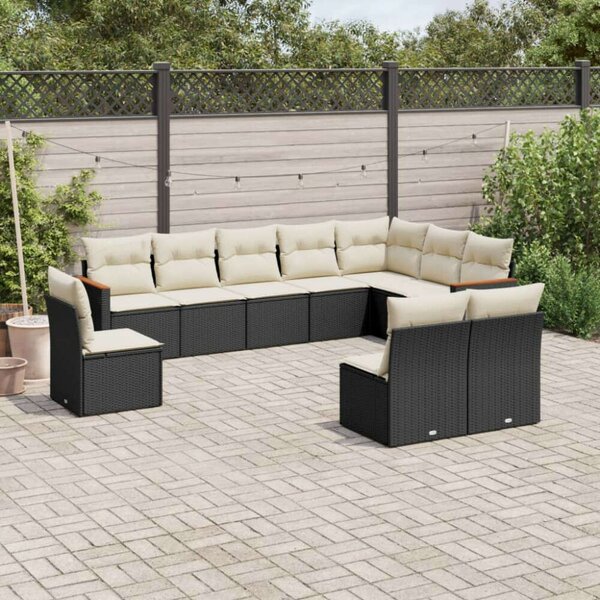 VidaXL Polyrattan Kerti Ülőgarnitúra - 10 részes - Fekete