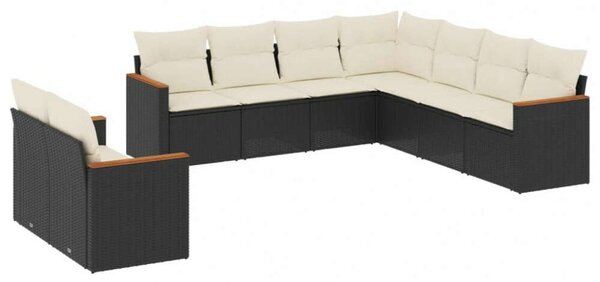 VidaXL Polyrattan Kerti Ülőgarnitúra - 9 részes - Fekete