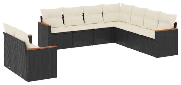 VidaXL Polyrattan Kerti Ülőgarnitúra - 9 részes - Fekete