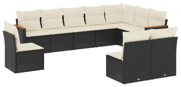 VidaXL Polyrattan Kerti Ülőgarnitúra - 10 részes - Fekete