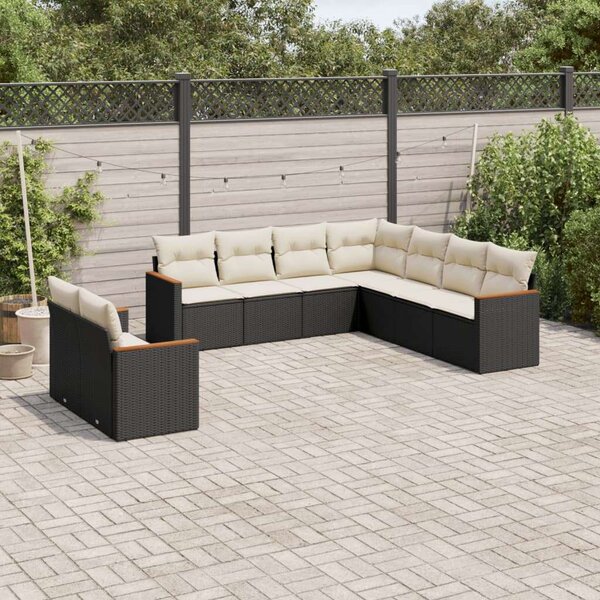 VidaXL Polyrattan Kerti Ülőgarnitúra - 9 részes - Fekete