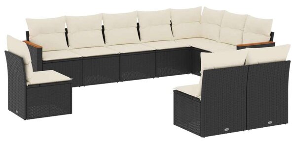 VidaXL Polyrattan Kerti Ülőgarnitúra - 10 részes - Fekete