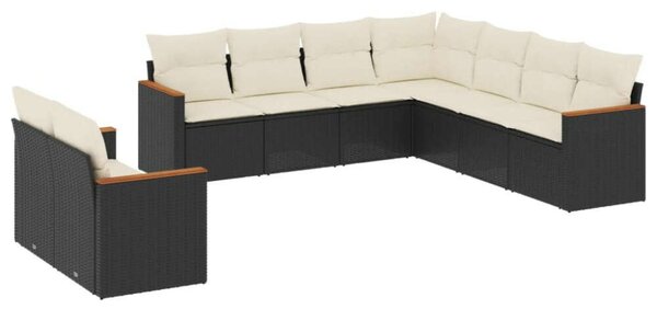 VidaXL Polyrattan Kerti Ülőgarnitúra - 9 részes - Fekete
