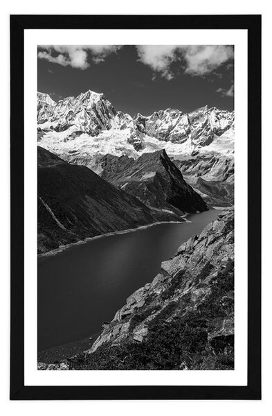 Poszter paszpartuval: fekete-fehér Patagonia Nemzeti Park Argentínában