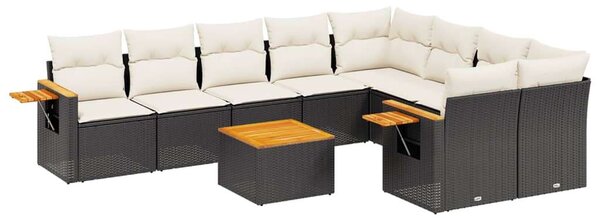 VidaXL Polyrattan Kerti Ülőgarnitúra - 10 részes - Fekete