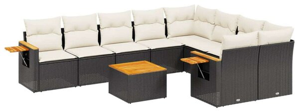 VidaXL Polyrattan Kerti Ülőgarnitúra - 10 részes - Fekete