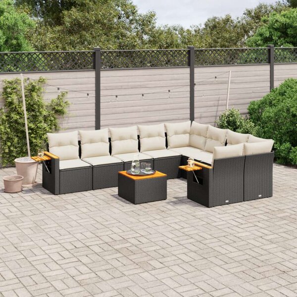 VidaXL Polyrattan Kerti Ülőgarnitúra - 10 részes - Fekete