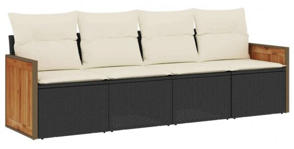 VidaXL 4 részes Kerti Ülőgarnitúra - Fekete Polyrattan