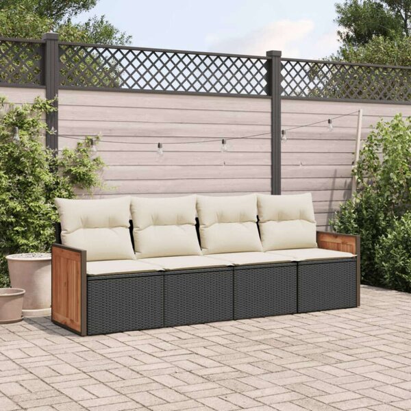 VidaXL 4 részes Kerti Ülőgarnitúra - Fekete Polyrattan