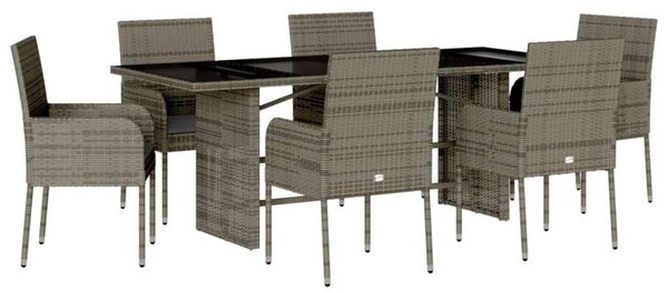 Polyrattan Kerti Étkezőgarnitúra - 7 részes - Szürke