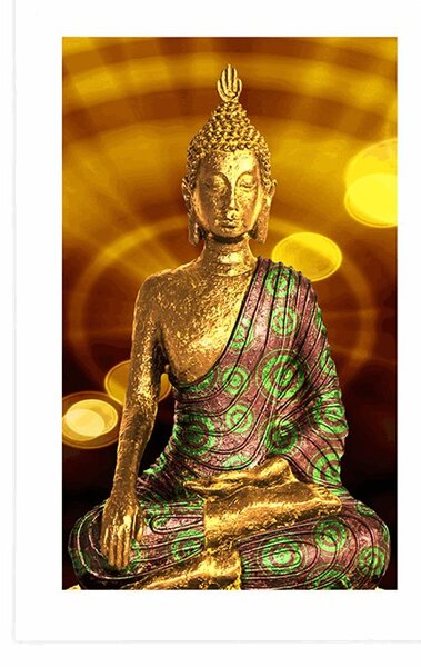Poszter paszpartuval Buddha szoborral absztrakt háttérrel