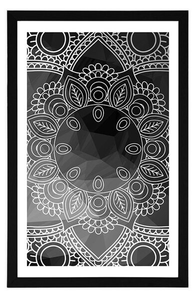 Poszter paszpartuval fekete-fehér mandala