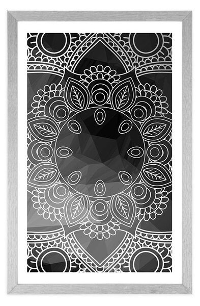 Poszter paszpartuval fekete-fehér mandala