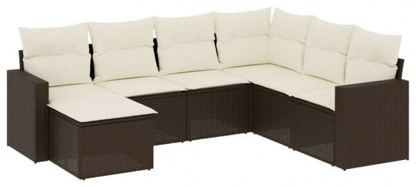 Polyrattan Kerti Ülőgarnitúra - 7 részes - Barna