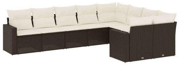 VidaXL 9 részes barna polyrattan kerti ülőgarnitúra párnákkal