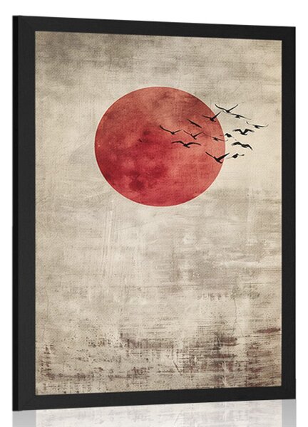 Poszter japandi piros hold