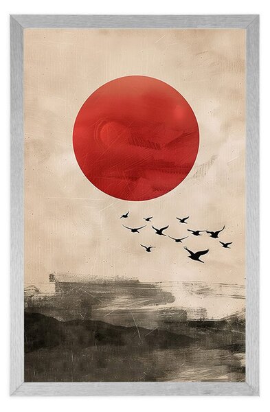 Poszter japandi piros hold varázsa